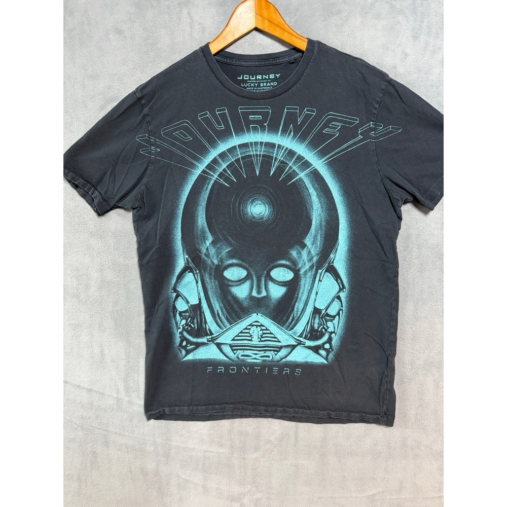 Lucky Brand Journey Frontiers Graphic T-Shirt Black Mens Medium Rock Band Tee